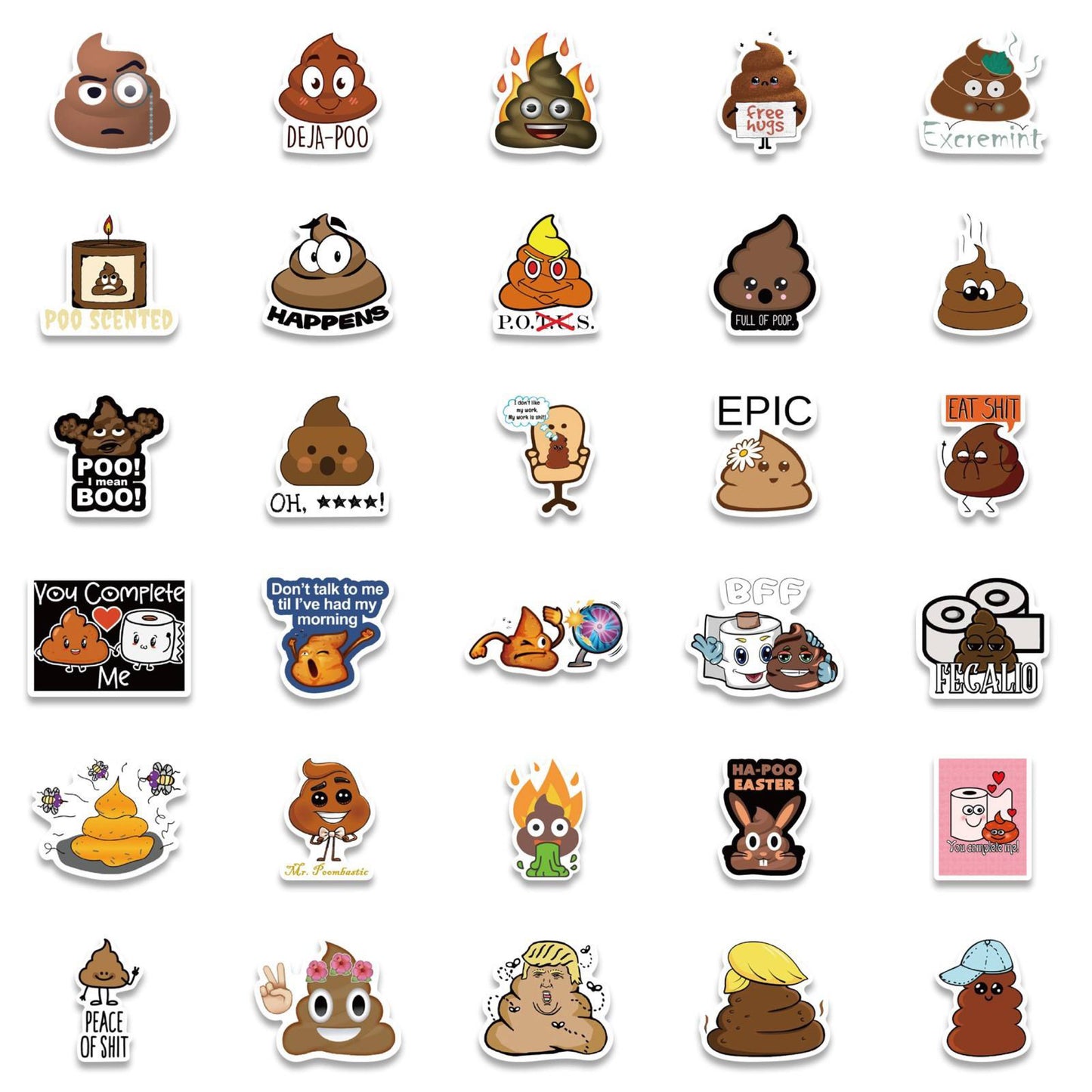 50 Piece Oh POO Vinyl Stickers