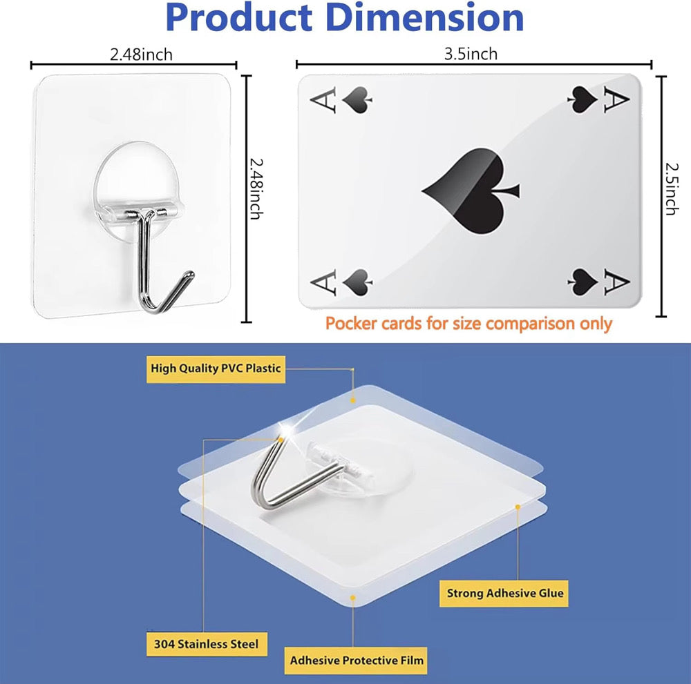 8 Piece Adhesive Wall Hooks Set