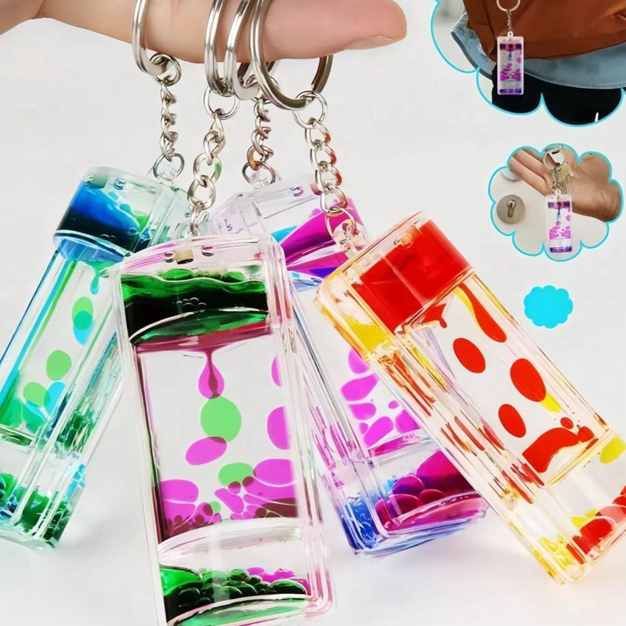 4 Piece Liquid Motion Keychain Set