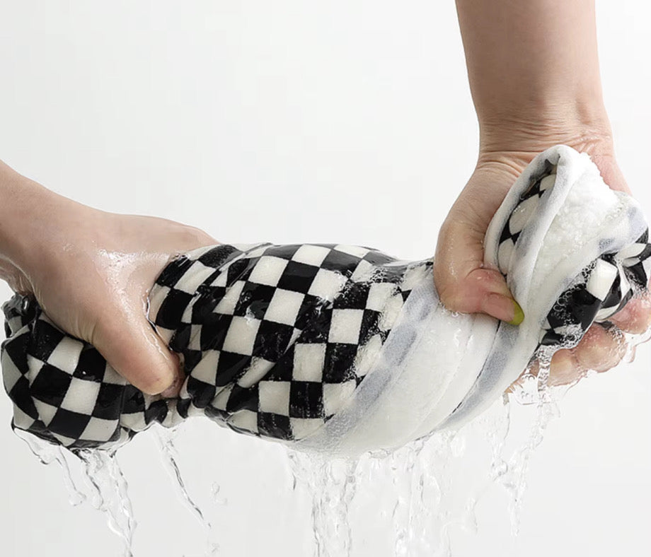 Checkered Chic Hair Wrap