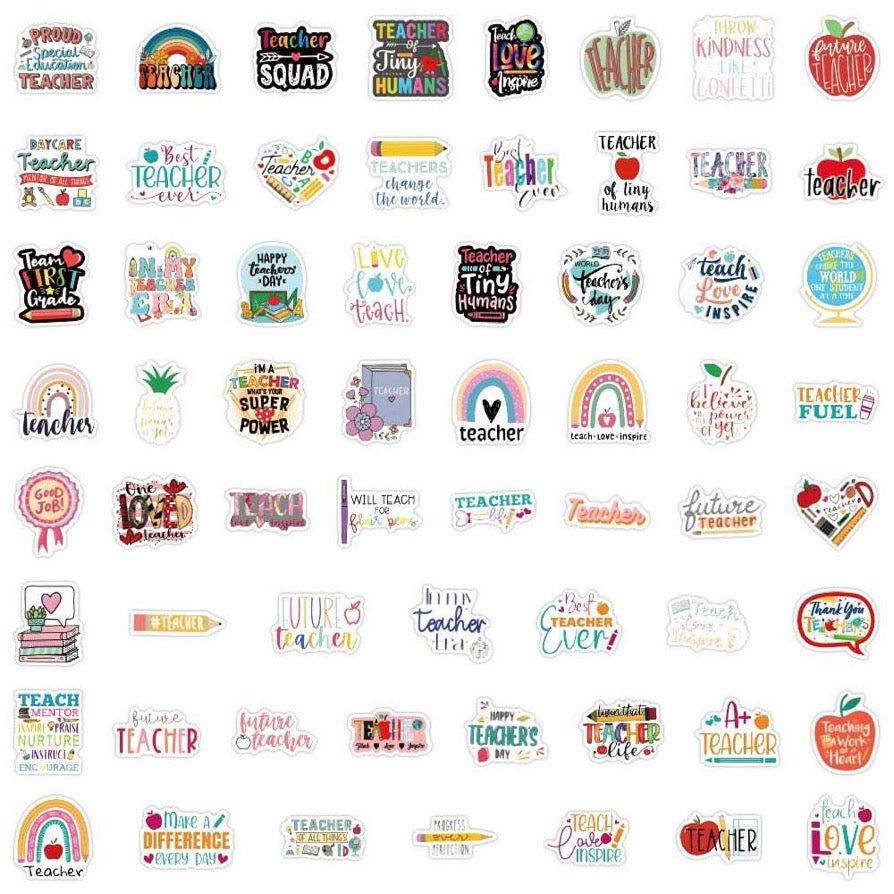 Teaching Is A Work Of Heart 60 Piece Vinyl Stickers