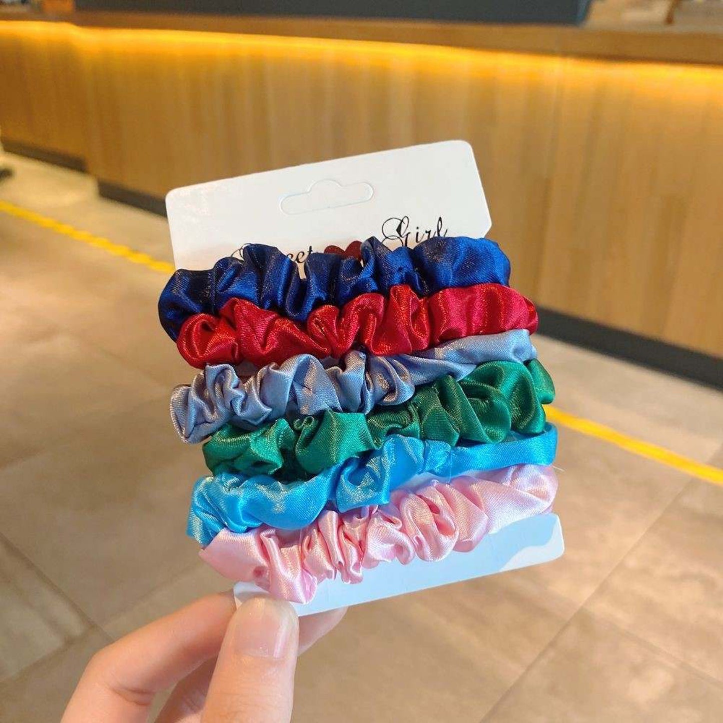 Set of 6 Satin Hair Elastics