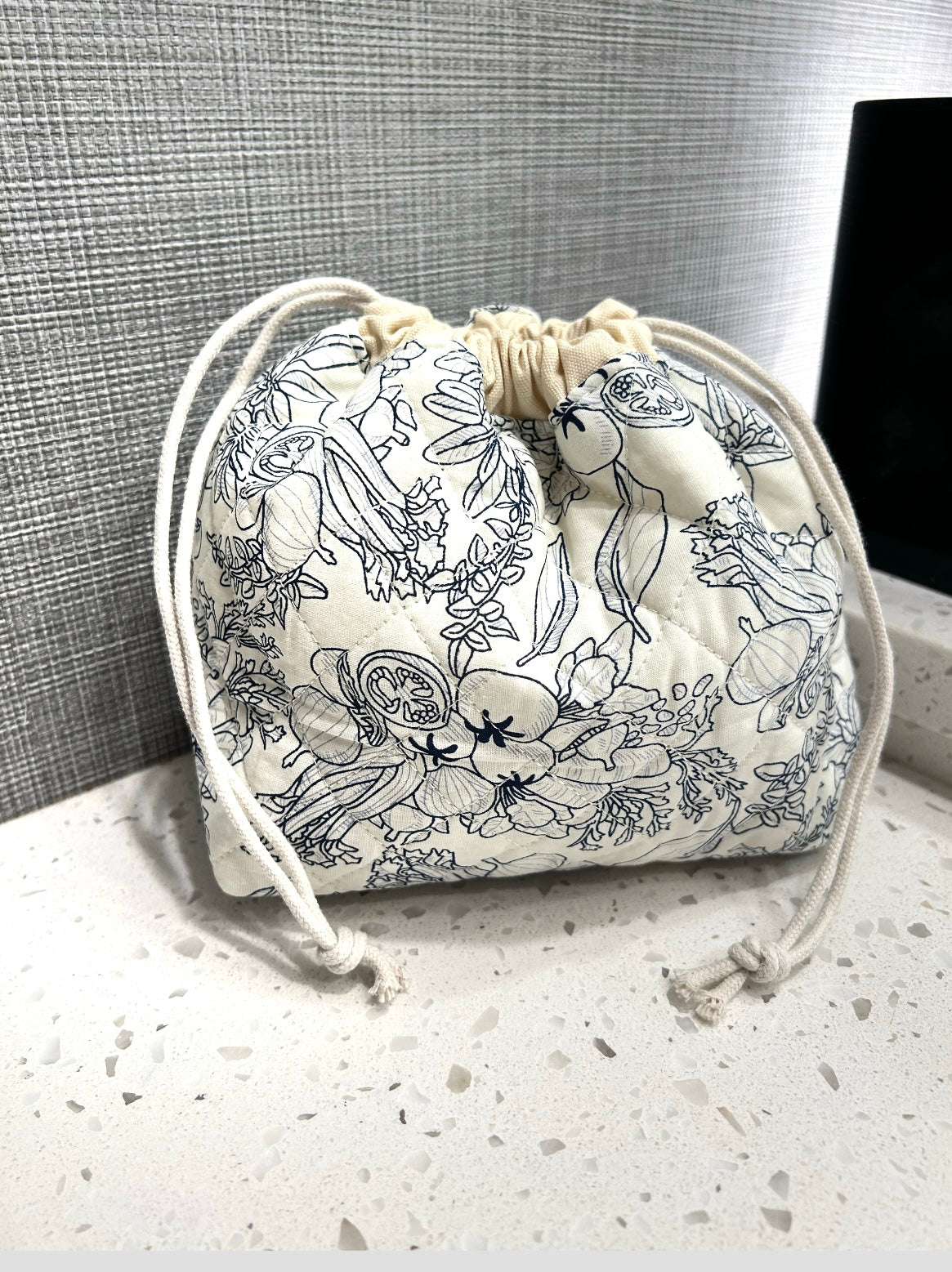Quilted Drawstring Toiletry Bag