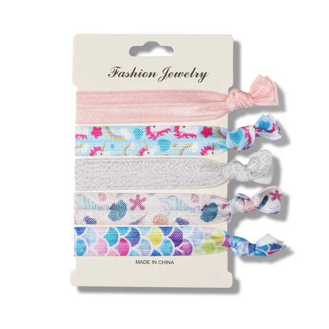 5 Piece Mermaid Hair Elastic Set