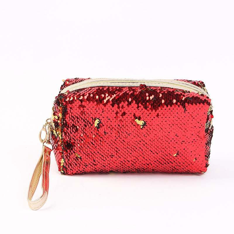 Red and Blue Sequin Pouch