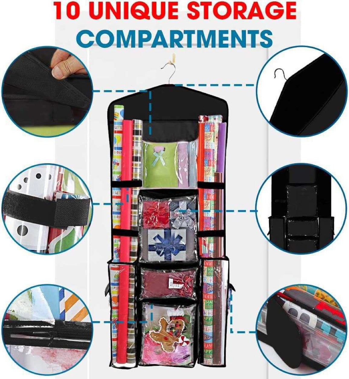 Hanging storage for wrapping