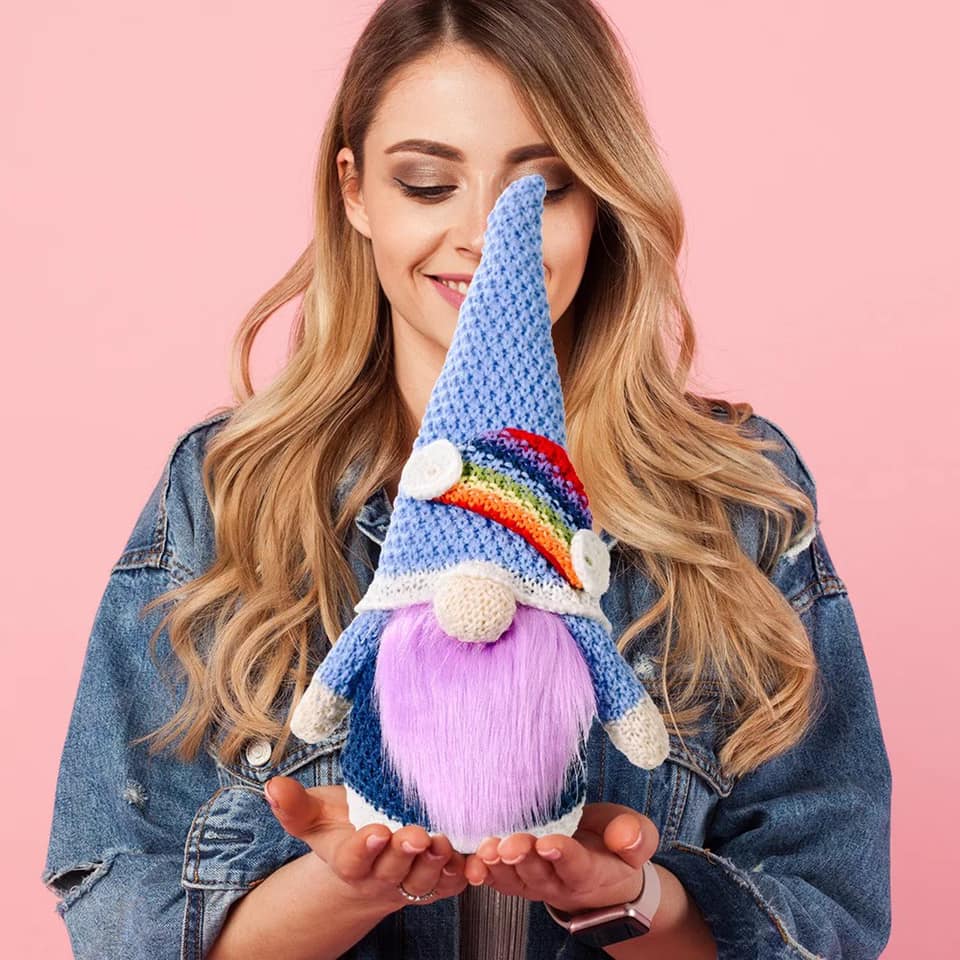 Knit Rainbow gnomes