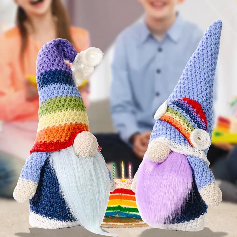 Knit Rainbow gnomes