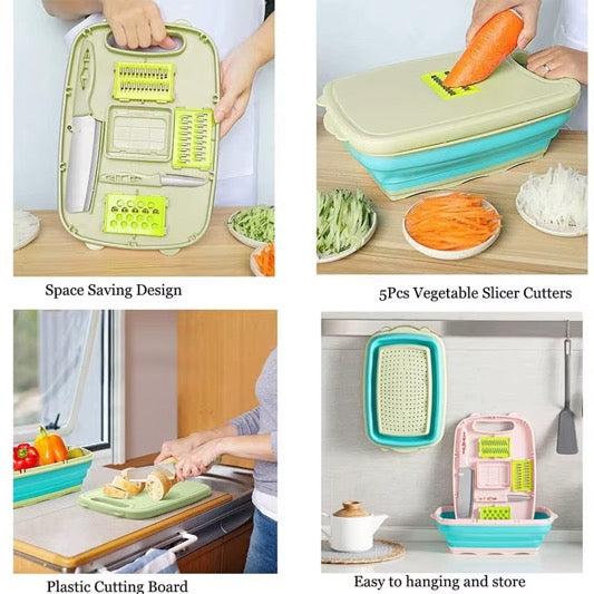 9 in 1 Collapsible Camping Cutting Board Set