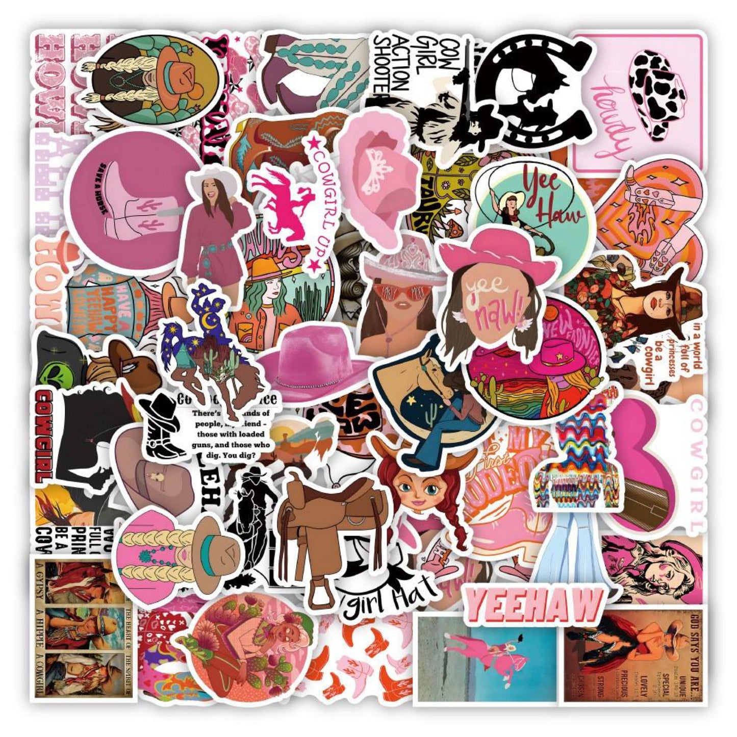 50 Piece Cowgirl Vinyl Stickers