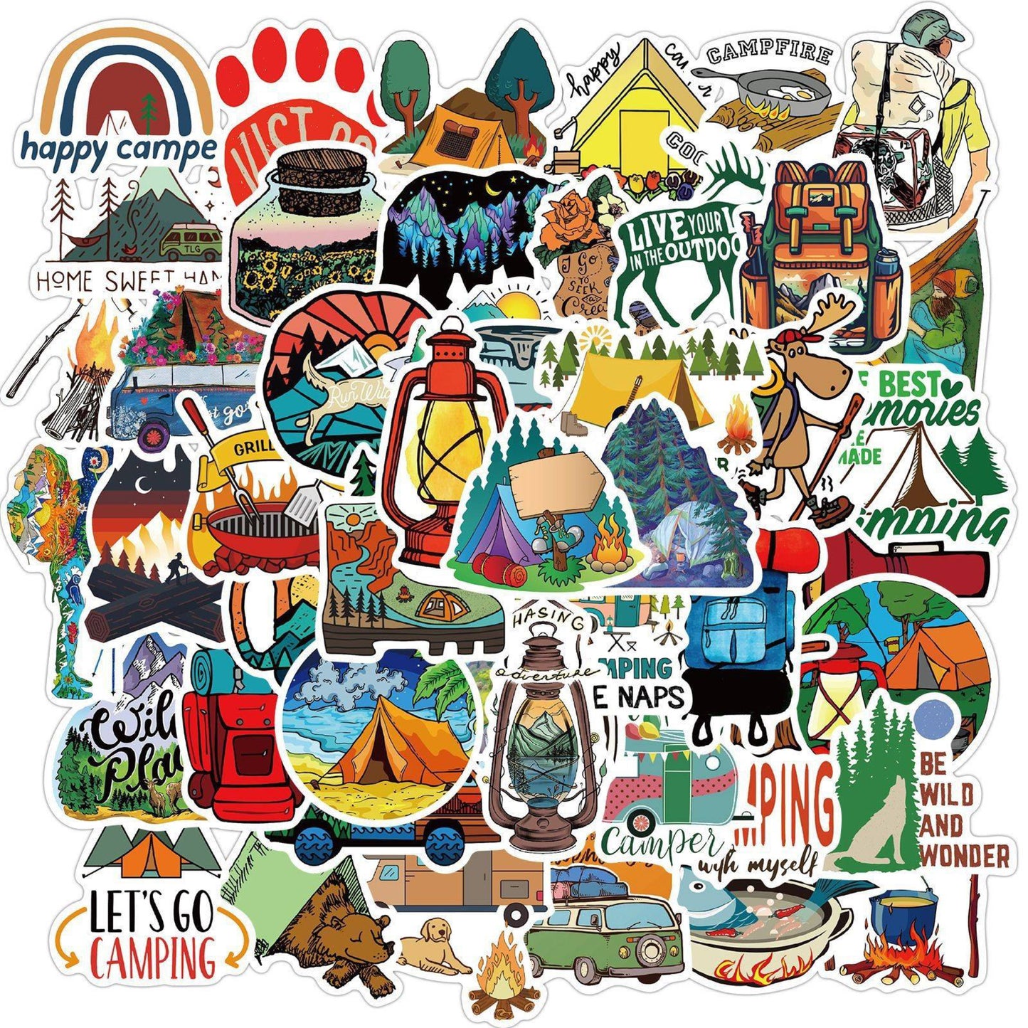 Camping 50 Piece Vinyl Stickers