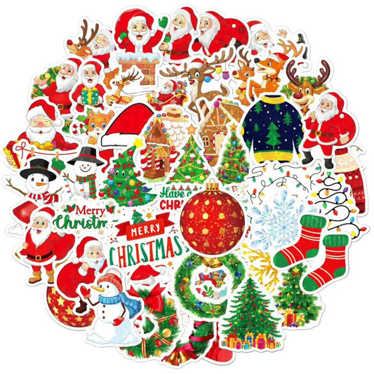 50 Piece Christmas Themed Vinyl Stickers