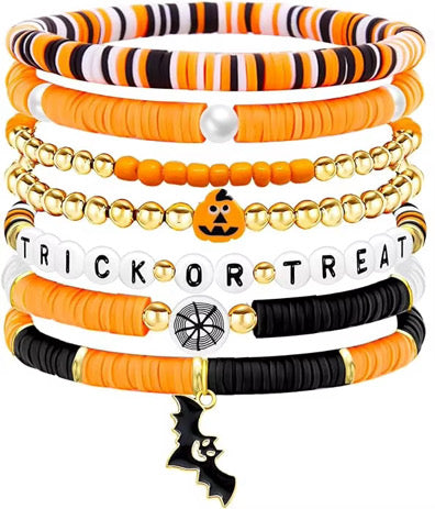 7 Piece Trick Or Treat Bracelet Stack