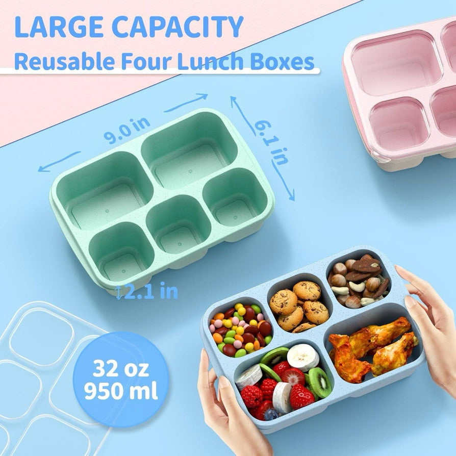 4 Piece Compartment Meal Snack Containers