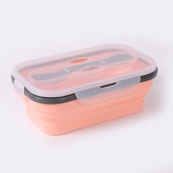 Foldable Silicone Lunch Container With Utensil