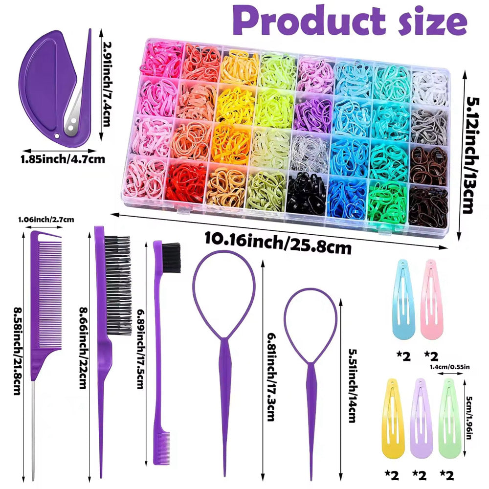 Rubber Hair Band Set & Tools