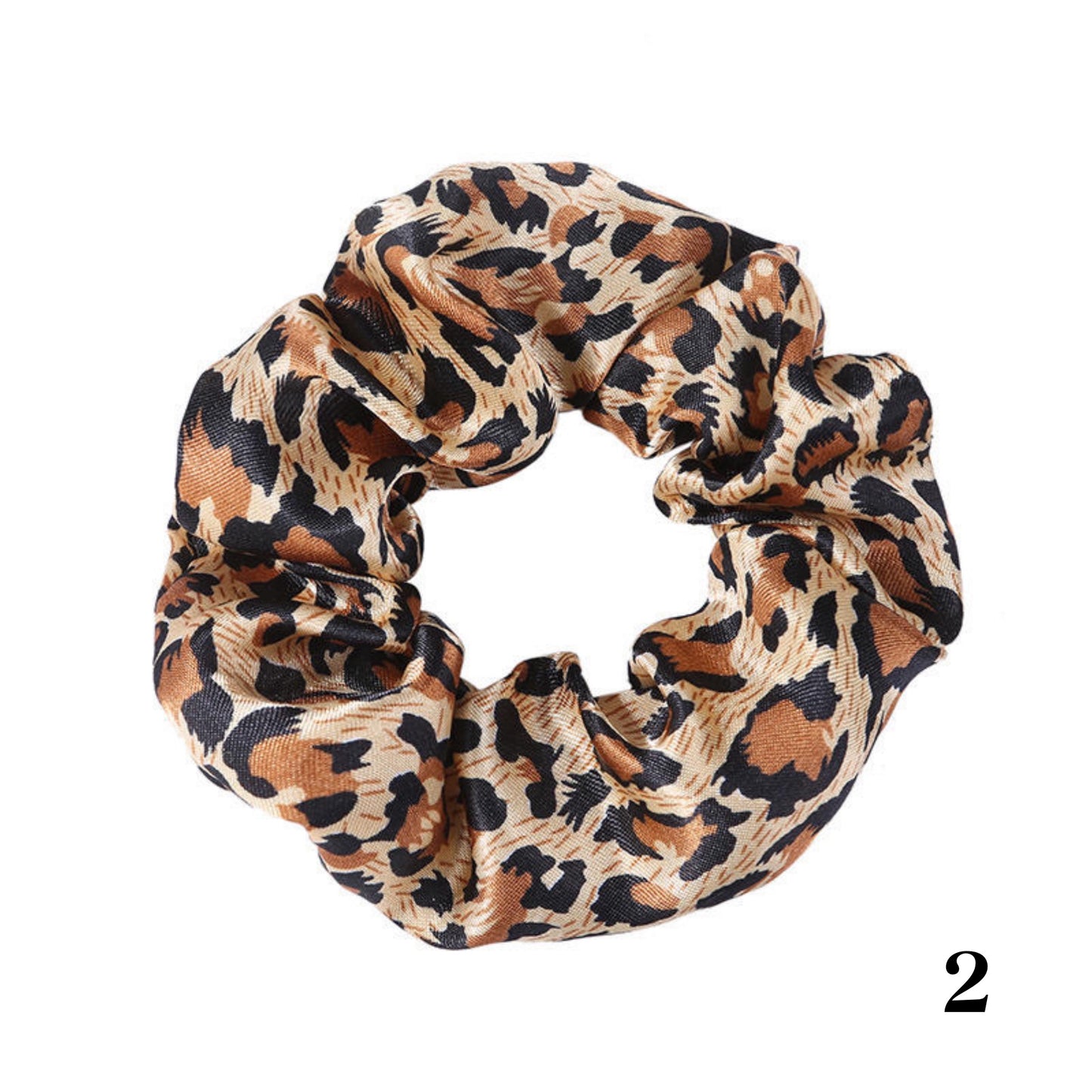 Satin Leopard Scunchies