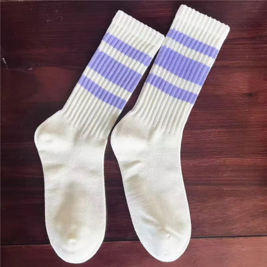 Retro Striped Crew Socks
