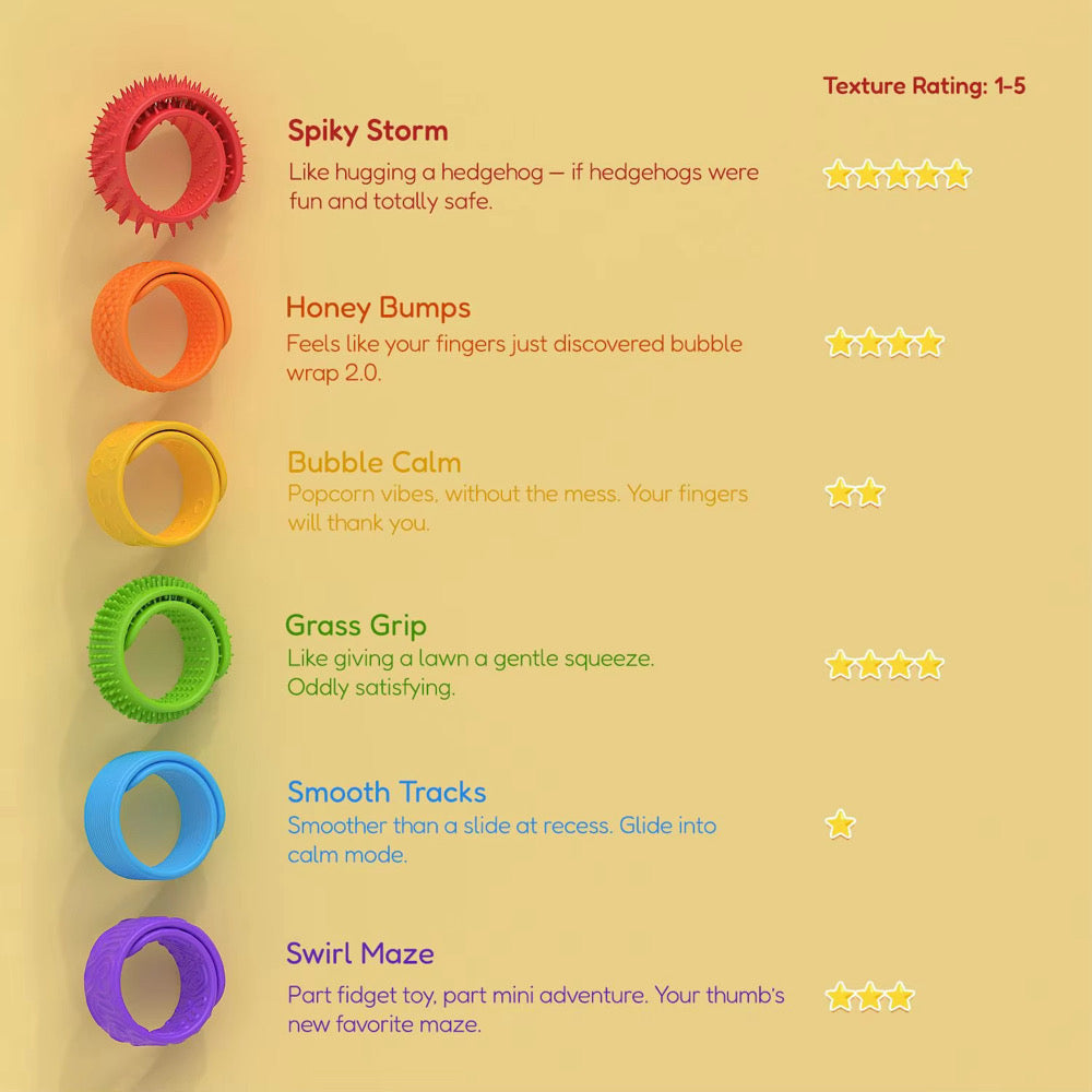 6 Piece Silicone Slap Sensory Bracelet Set