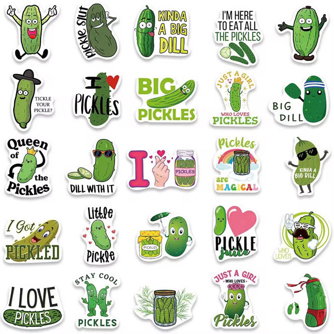 50 Piece Pickle Lover Vinyl Sticker Set