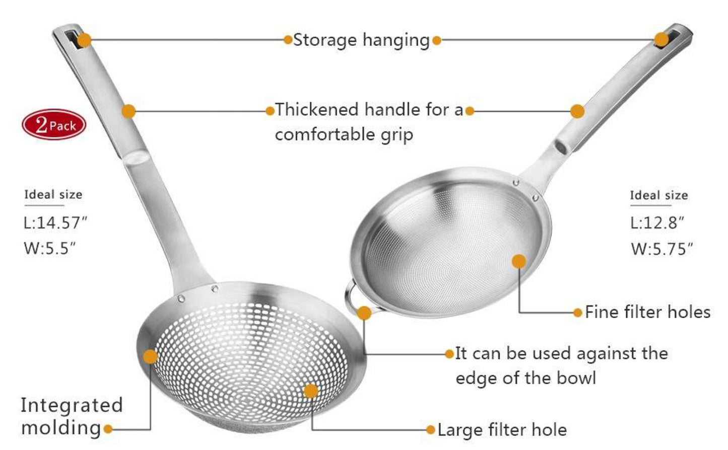 2 Piece Mesh Food Strainer Set