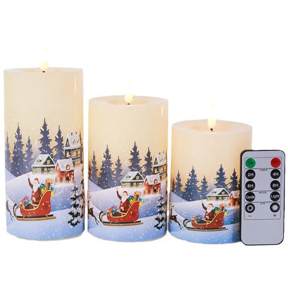 3 Piece Santa Led Candle Set