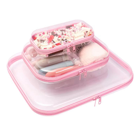 VIRAL 3 Piece Clear Zippered Case Set