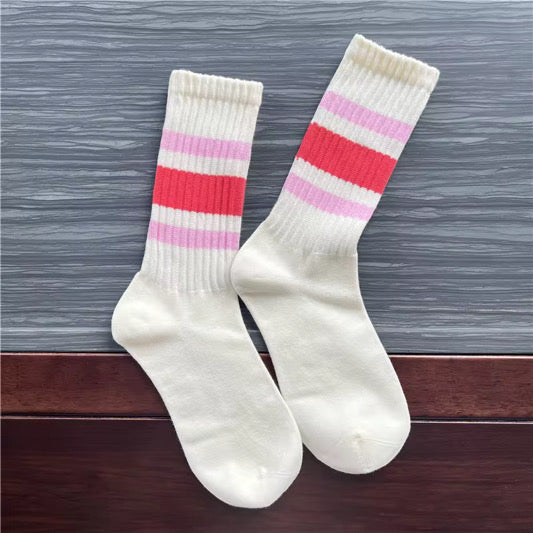 Retro Striped Crew Socks