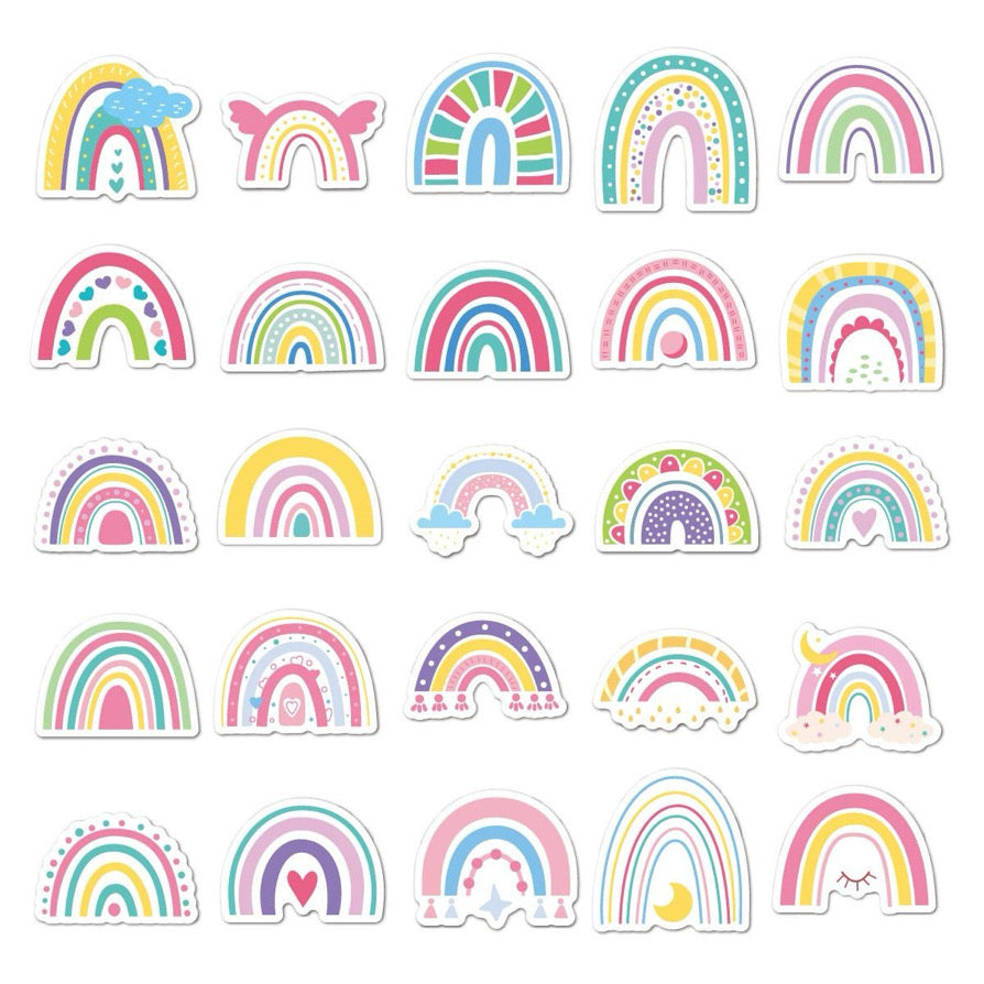 50 Piece Rainbow Vinyl Stickers