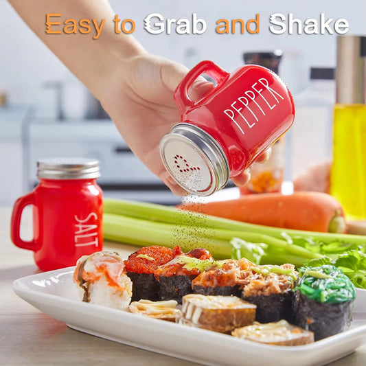 Seasoned In Red Salt & Pepper Shakers