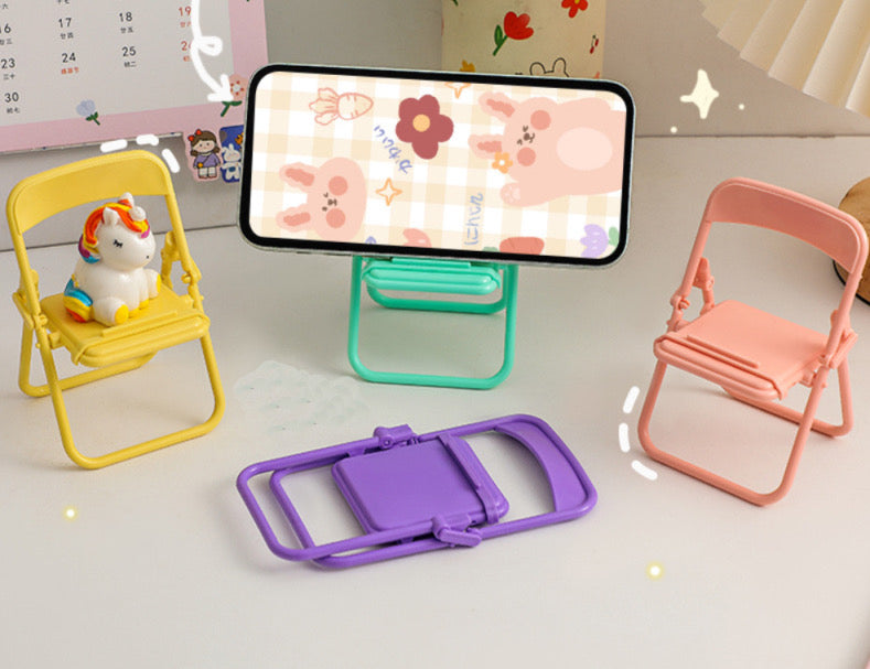 4 piece Mini Folding Chair Phone Holder