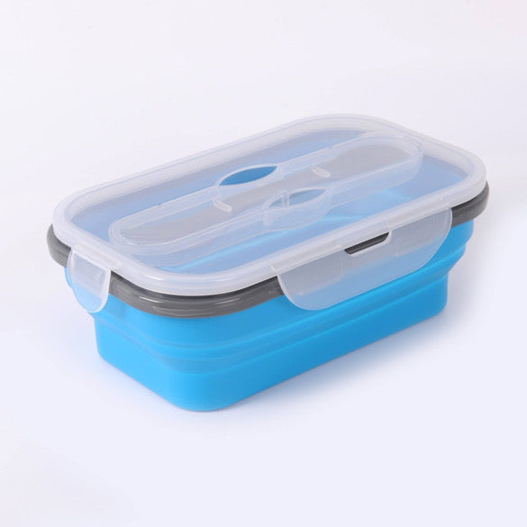 Foldable Silicone Lunch Container With Utensil