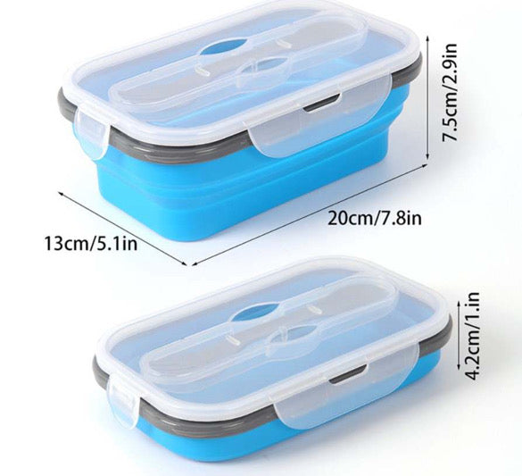 Foldable Silicone Lunch Container With Utensil