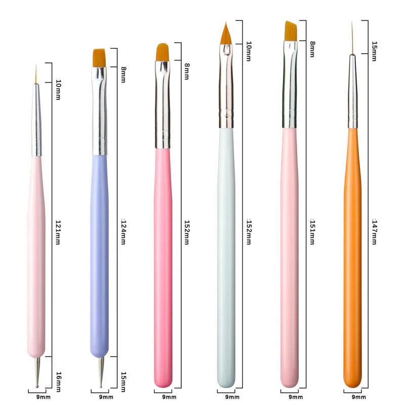 6 Piece Nail Art Brush Set