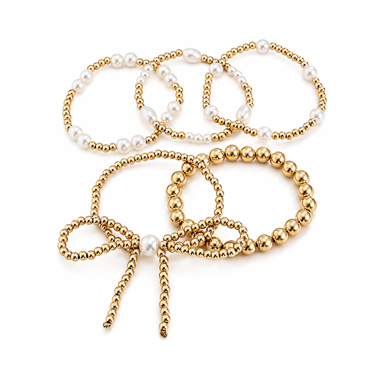 Pretty Bow 5 Piece Bracelet Set