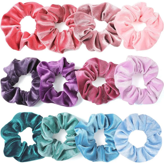 12 Piece Velvet Hair Scrunchie Set