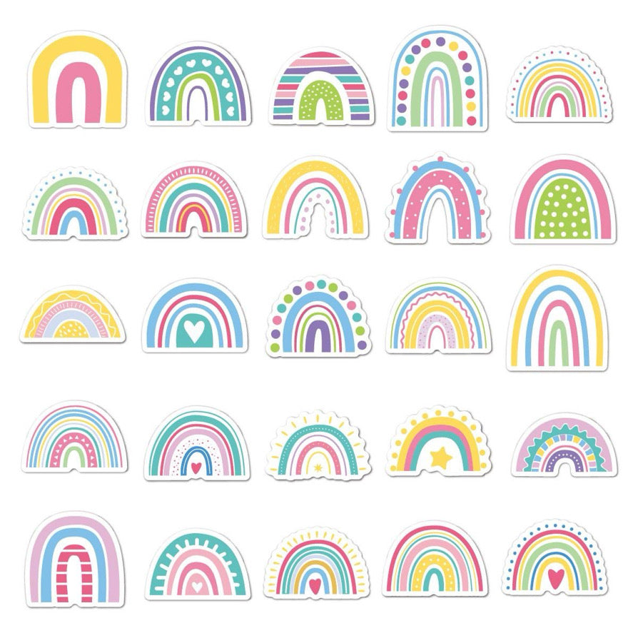50 Piece Rainbow Vinyl Stickers