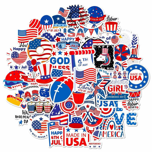 50 Piece Vinyl 4th of July Sticker Set
