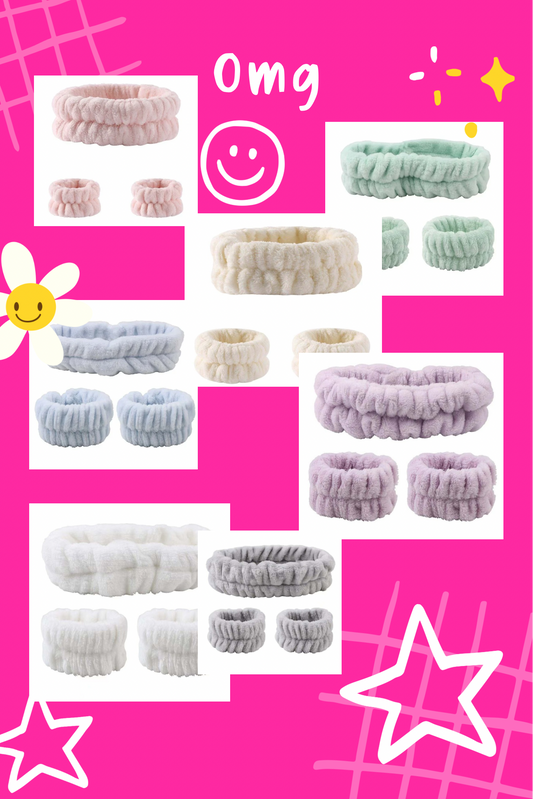 Face Wash Headband And Wristband set