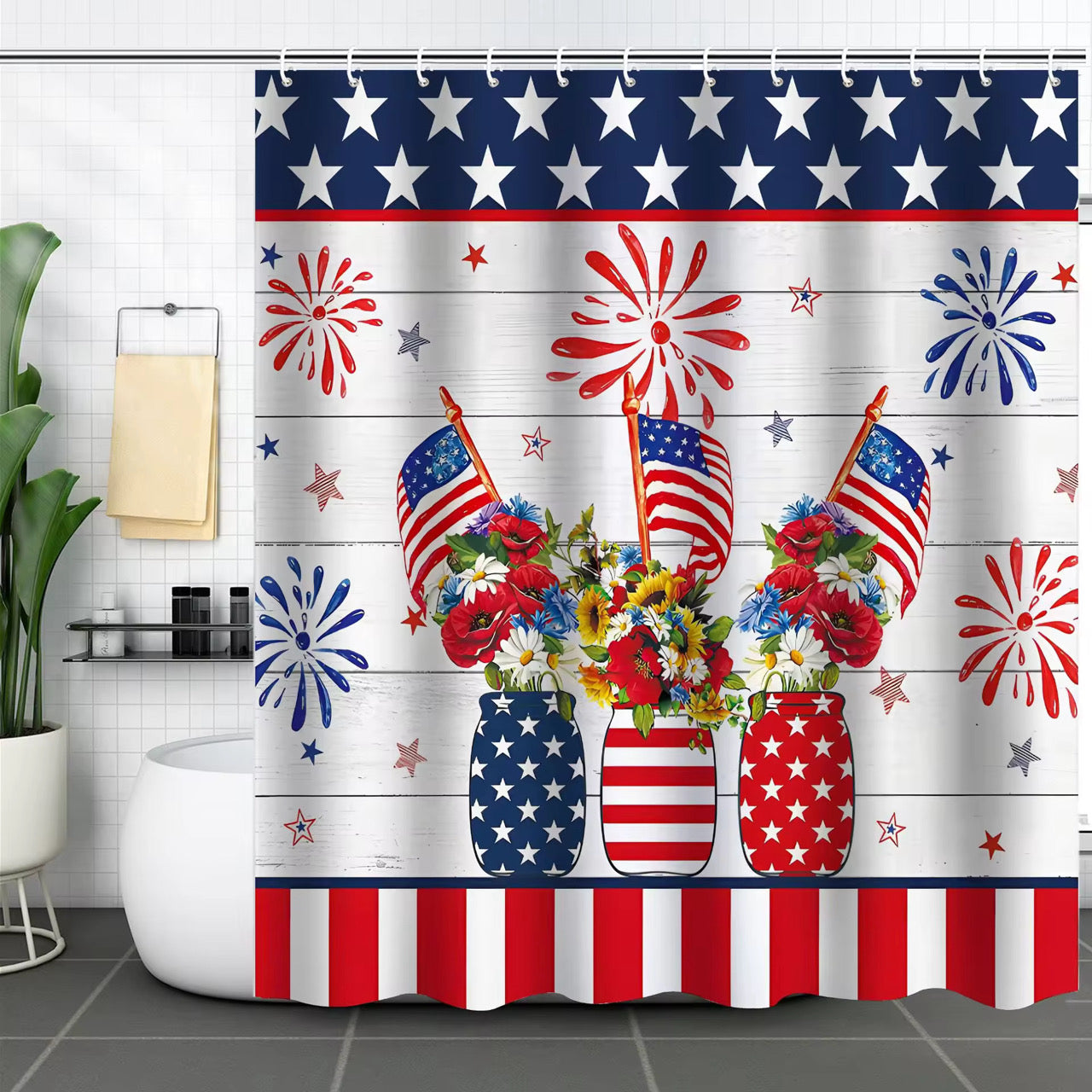 Red, White & Splash Shower Curtains