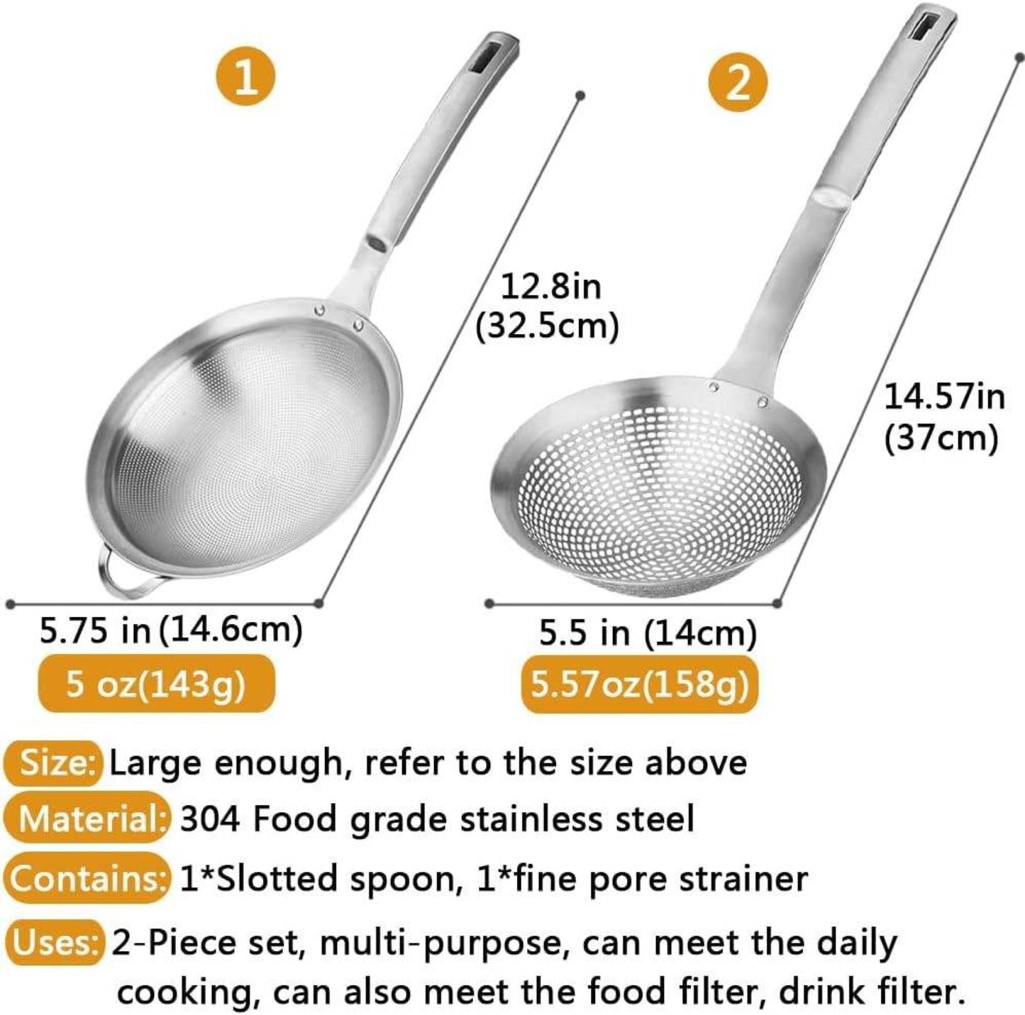 2 Piece Mesh Food Strainer Set