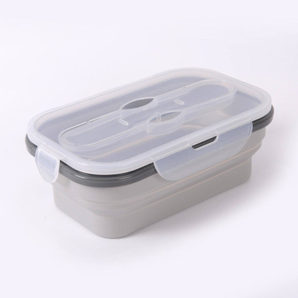 Foldable Silicone Lunch Container With Utensil