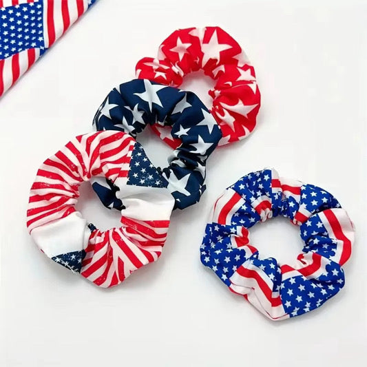4 Piece Patriotic Scrunchie Set.