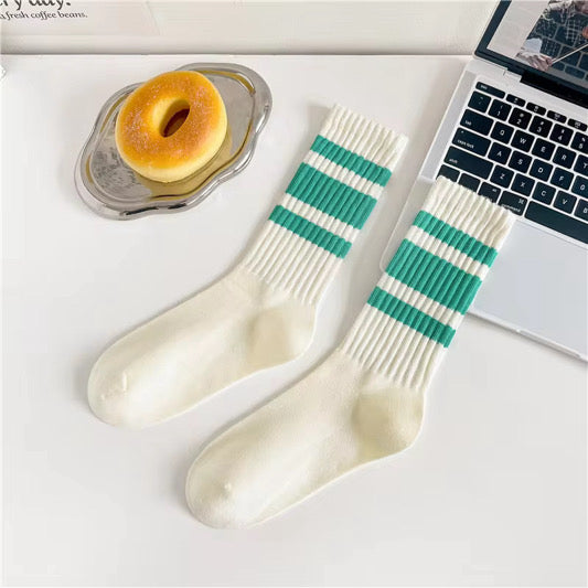 Retro Striped Crew Socks
