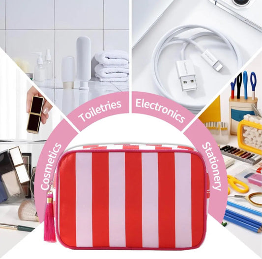 Striped Cosmetic Pouch