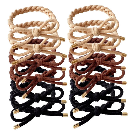12 Piece Braided Bow Hair Tie Set