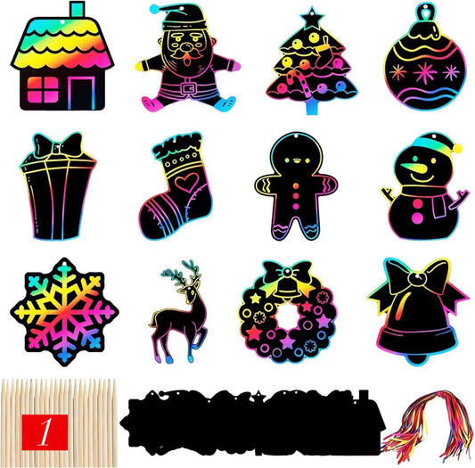 12 Piece Scratch Ornament Set