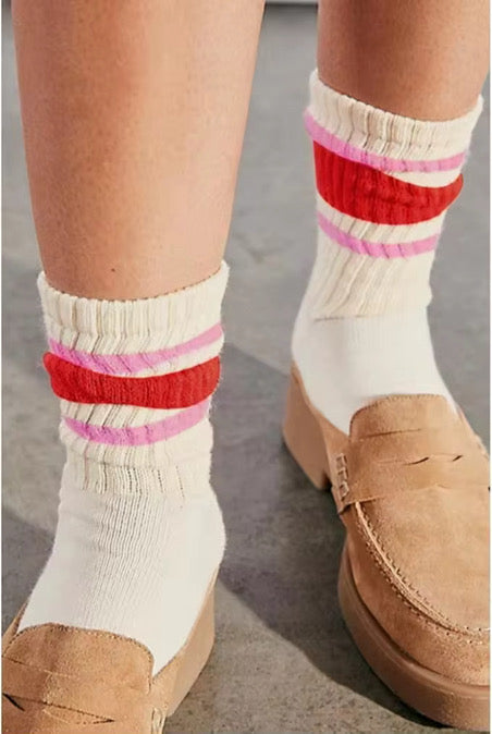 Retro Striped Crew Socks