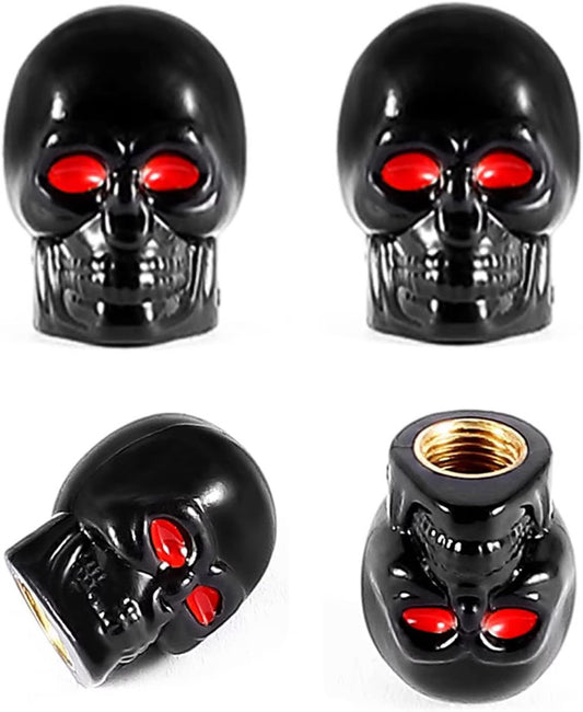 4 Piece Skull Shaped Valve Cap Set