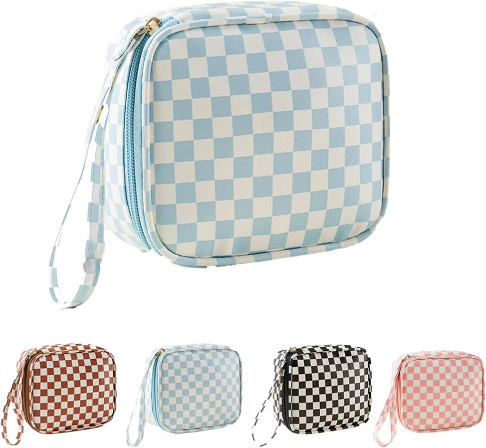 Checkered Cosmetic Zip Up